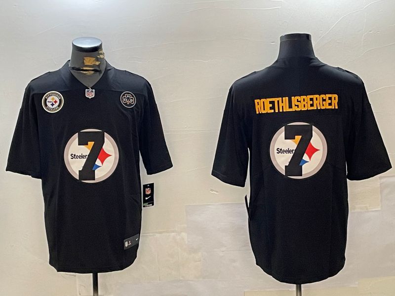 Men Pittsburgh Steelers #7 Roethlisberger Black Fashion 2024 Nike Limited NFL Jersey style 6->cleveland browns->NFL Jersey